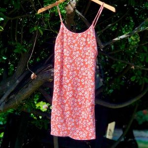 Peach Floral Dress, Size Small